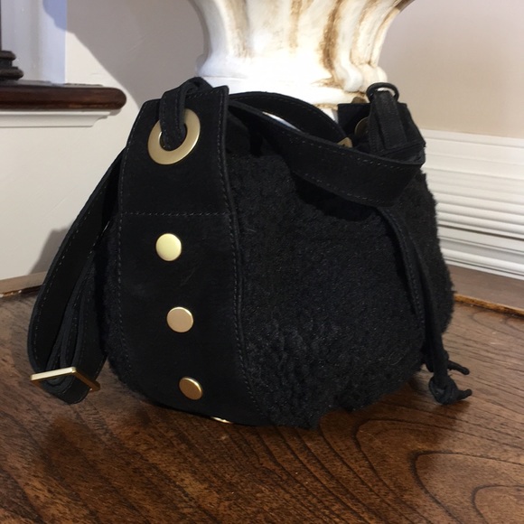 Hammitt Handbags - Hammitt Cooper in Black Shearling and Suede w Gold
